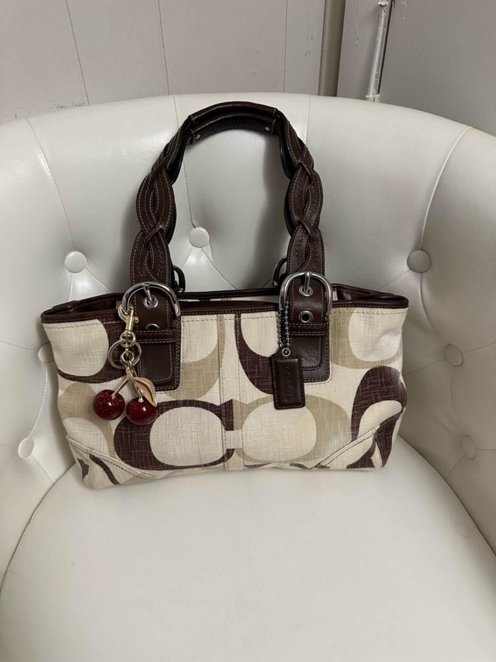 Coach Brown & Cream Patterned Tote Bag